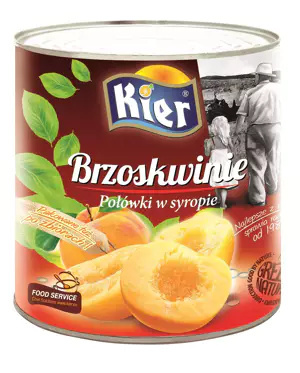 Brzoskwinie połówki 1500g w syropie puszka 2650g Kier Brzoskwinie połówki 1500g w syropie puszka 2650g Kier