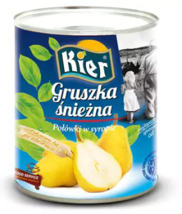 Gruszki śnieżne połówki 1,5kg w syropie 2,5kg Kier