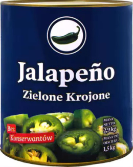 Jalapeno zielone, cięte 1,5kg, pusz.2,8kg AA
