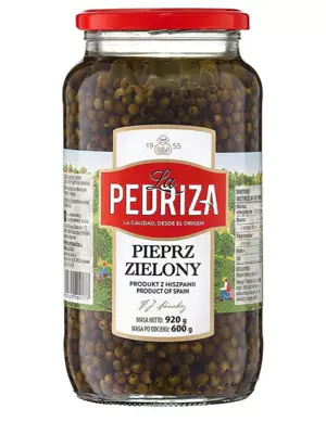 Pieprz zielony 600g marynowany, 920g Pedriza Pieprz zielony 600g marynowany, 920g Pedriza