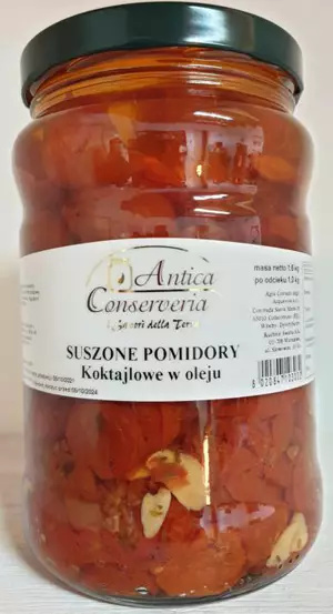 Pomidory suszone 1kg koktajlowe w oleju słoik 1,6kg Antica Pomidory suszone 1kg koktajlowe w oleju słoik 1,6kg Antica