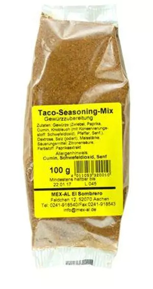 Taco Seasoning mix 100g Taco Beef Mex-Al Taco Seasoning mix 100g Taco Beef Mex-Al
