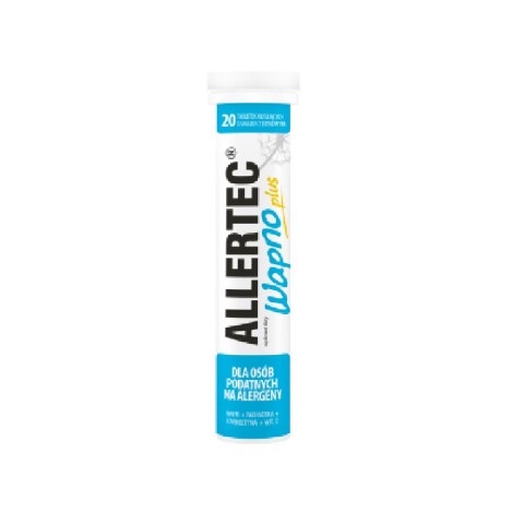 Allertec Wapno o smaku cytrynowym tabletki musujące 20 szt. Allertec Wapno o smaku cytrynowym tabletki musujące 20 szt.