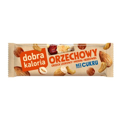 Baton orzech laskowy, migdał, nerkowiec bez cukru 23 g