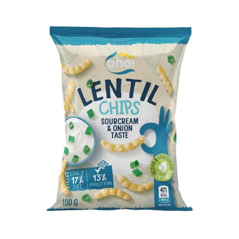 Chipsy z czerwonej soczewicy o smaku śmietany i cebuli 100 g Chipsy z czerwonej soczewicy o smaku śmietany i cebuli 100 g