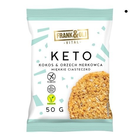 Keto miękkie ciasteczko kokos & orzech nerkowca 50g. Keto miękkie ciasteczko kokos & orzech nerkowca 50g.