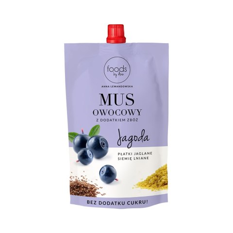 Mus owocowy Jagoda Płatki jaglane Siemię lniane 100 g Mus owocowy Jagoda Płatki jaglane Siemię lniane 100 g