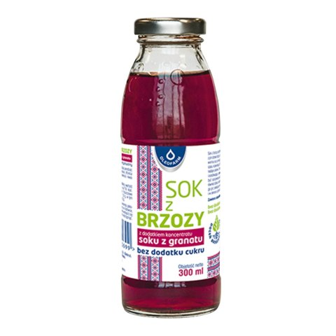 Sok z brzozy z dodatkiem granatu bez cukru 300 ml Sok z brzozy z dodatkiem granatu bez cukru 300 ml