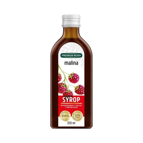 Syrop z malin bez dodatku kwasku cytrynowego 250 ml Syrop z malin bez dodatku kwasku cytrynowego 250 ml