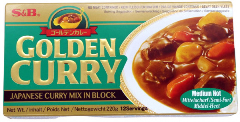 Japońskie Golden Curry Średnio Ostre S&B 220g Japońskie Golden Curry Średnio Ostre S&B 220g