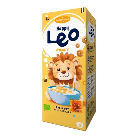 BIO Płatki Happy Leo kółeczka zbożowe żytnio-owsiane z miodem, organiczne 150g