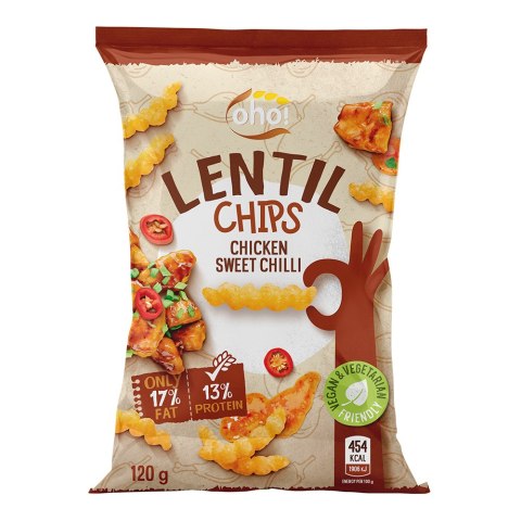Chipsy z czerwonej soczewicy o smaku kurczaka słodkiego chilli 120 g (2026.01.21)
