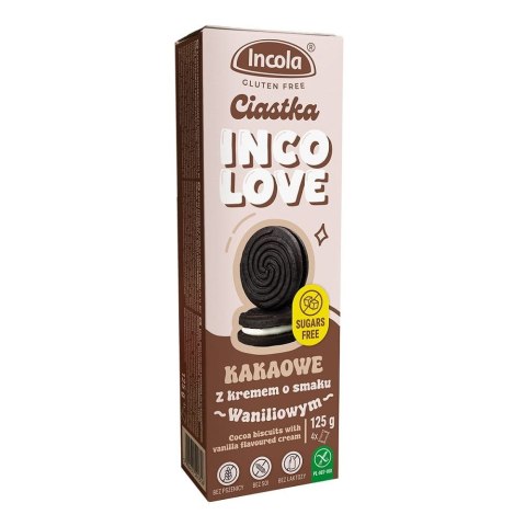 Incolove Bezglutenowe ciastka kakao-wanilia bez dodatku cukru 125G