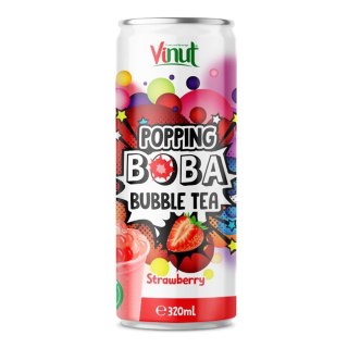 LUZ: Popping Boba Bubble Tea Napój herbaciany z pękającymi kuleczkami i sokiem truskawkowym 320 ml
