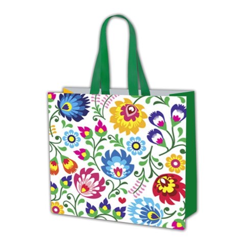 Torba PP wielokrotnego użytku ETNO/FOLK czarna 34x34x22