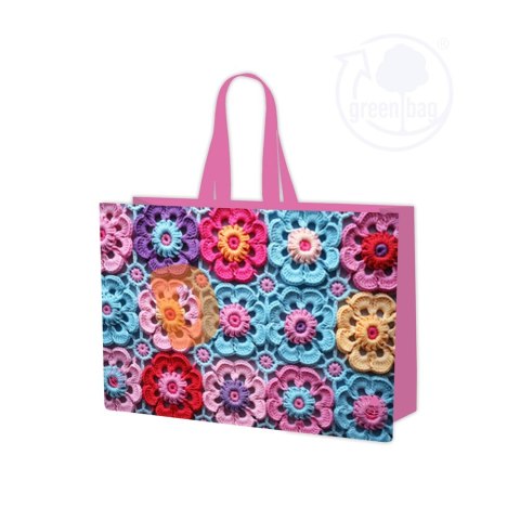 Torba PP wielokrotnego użytku SZYDEŁKOWE KWIATY 55X40X30