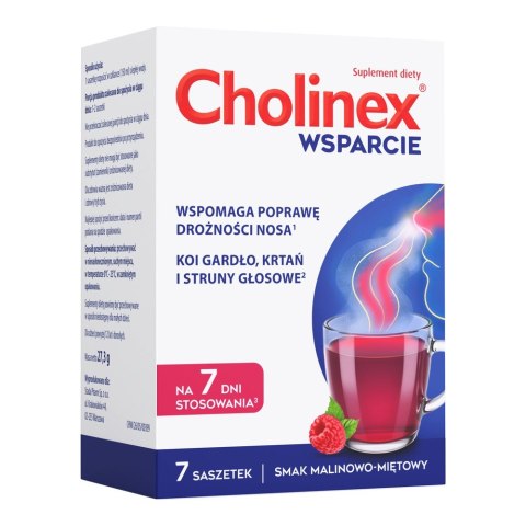 Cholinex wsparcie o smaku malinowo-miętowym 7 saszetek