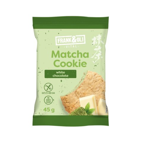 Ciastkeczko owsiane Matcha z białą czekoladą bez dodatku cukru 45g