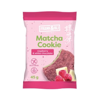 Ciastkeczko owsiane Matcha z białą czekoladą i maliną bez dodatku cukru 45g