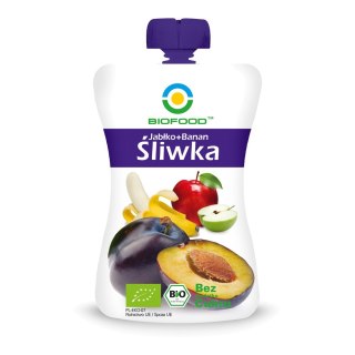 Mus śliwka, jabłko, banan bez dodatku cukru BIO 200 g