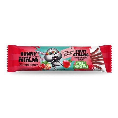 Przekąska owocowa FRUIT STRAWS w kształcie pałeczek o smaku jabłko-truskawka bez dodatku cukru 16g