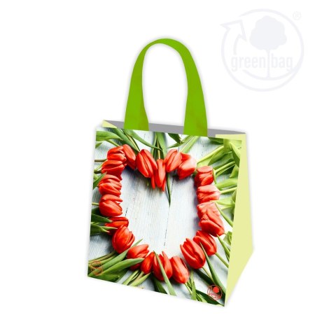 Torba PP wielokrotnego użytku TULIPANY W SERDUSZKO 34x34x22